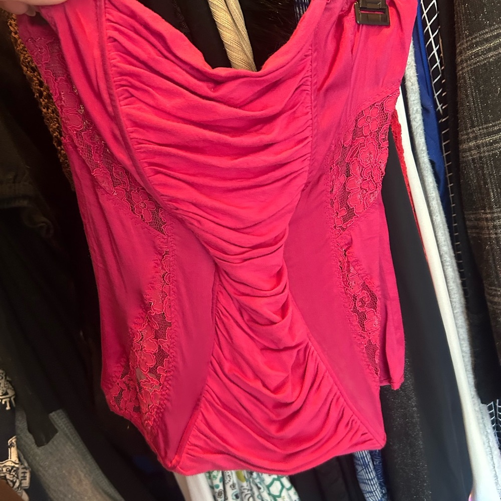 Guess by Marciano Fuchsia Lace Bodysuit